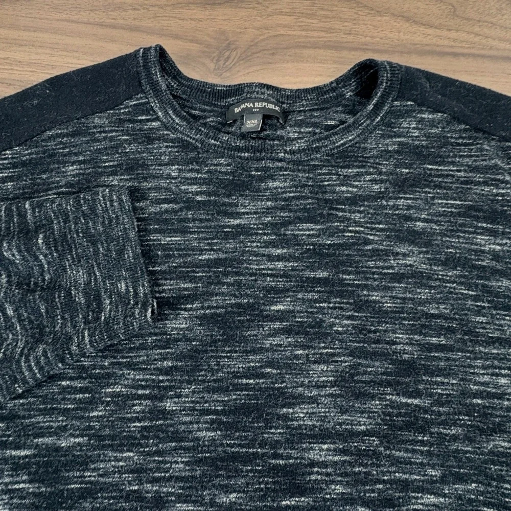 Banana Republic Mens Black Heathered Long Sleeve Crew Neck Light Sweater‎ XXL